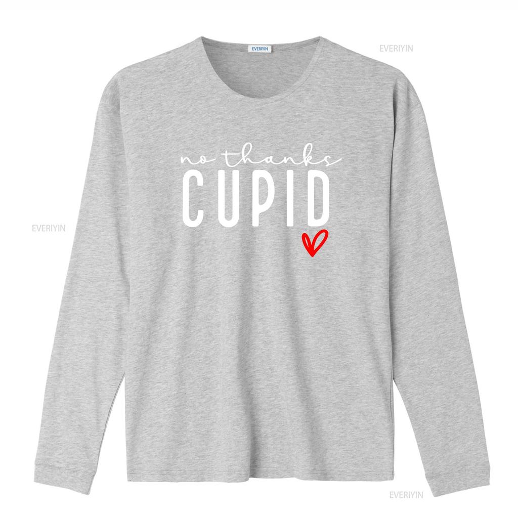 No Thanks Cupid T Shirt Happy Valentine s Day Anti Valentine's Funny  vintage Washed Slightly streetwear graphic Versatile