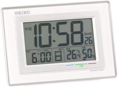 Clock Alarm Clock Radio Digital Calendar Comfort Temperature Humidity Display White SQ686W SEIKO