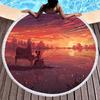 Sunrise Scenery Print Round Beach Towel,Polyester Soft Sand Resistant Beach Blanket,Absorbent Quick Dry Pool Towel Picnic Mat