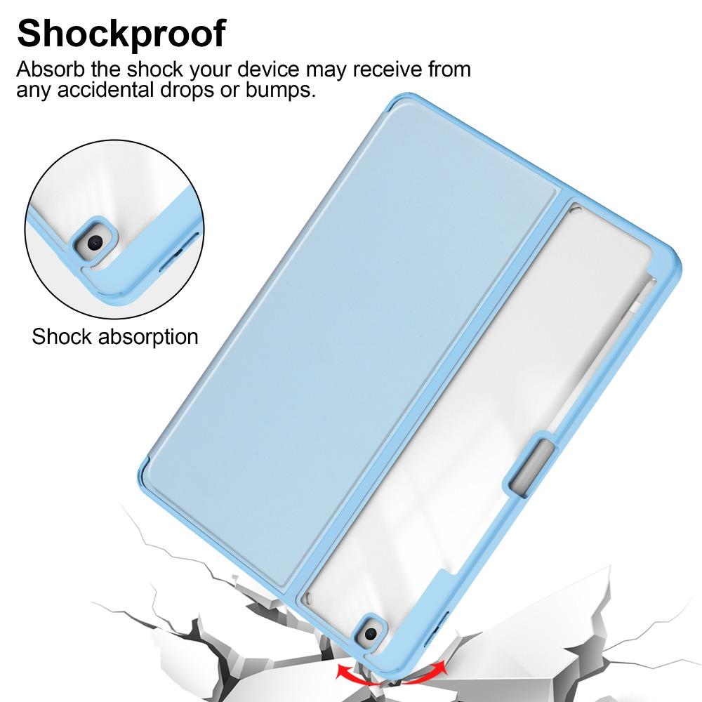 For iPad 10.2 Protective Case Transparent Stand Cover with Pencil Slot for iPad 7 8 9 Foldable Book Style Shell