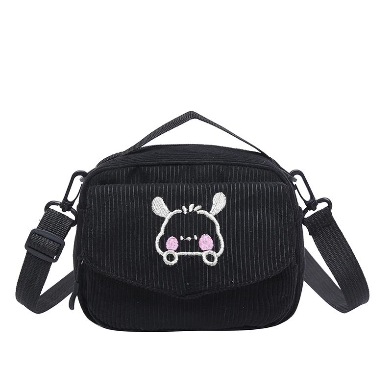 

Fashion Lightweight Small Corduroy Crossbody Bags Girls Soft Casual Cellphone Messenger Purse Cute Embroidery Handbags for Gift чёрный