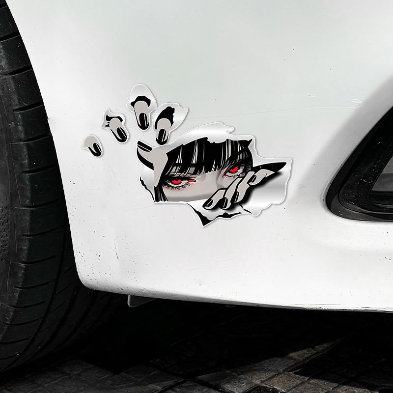 1 Adet Anime Gözetleyen Gözler JDM Motosiklet Çıkartmaları Elektrikli Scooter Komik Dekorasyon Yenileme Araba Camı Tampon Bagaj Vinil Çıkartmaları