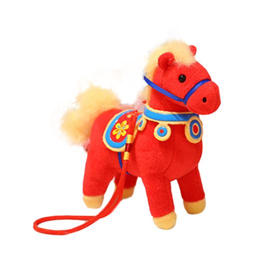 2026 Year of The Horse Plush Doll National Style Embroidery Fabric Desktop Ornament Auspicious Blessings Zodiac Horse Theme Festival Gift