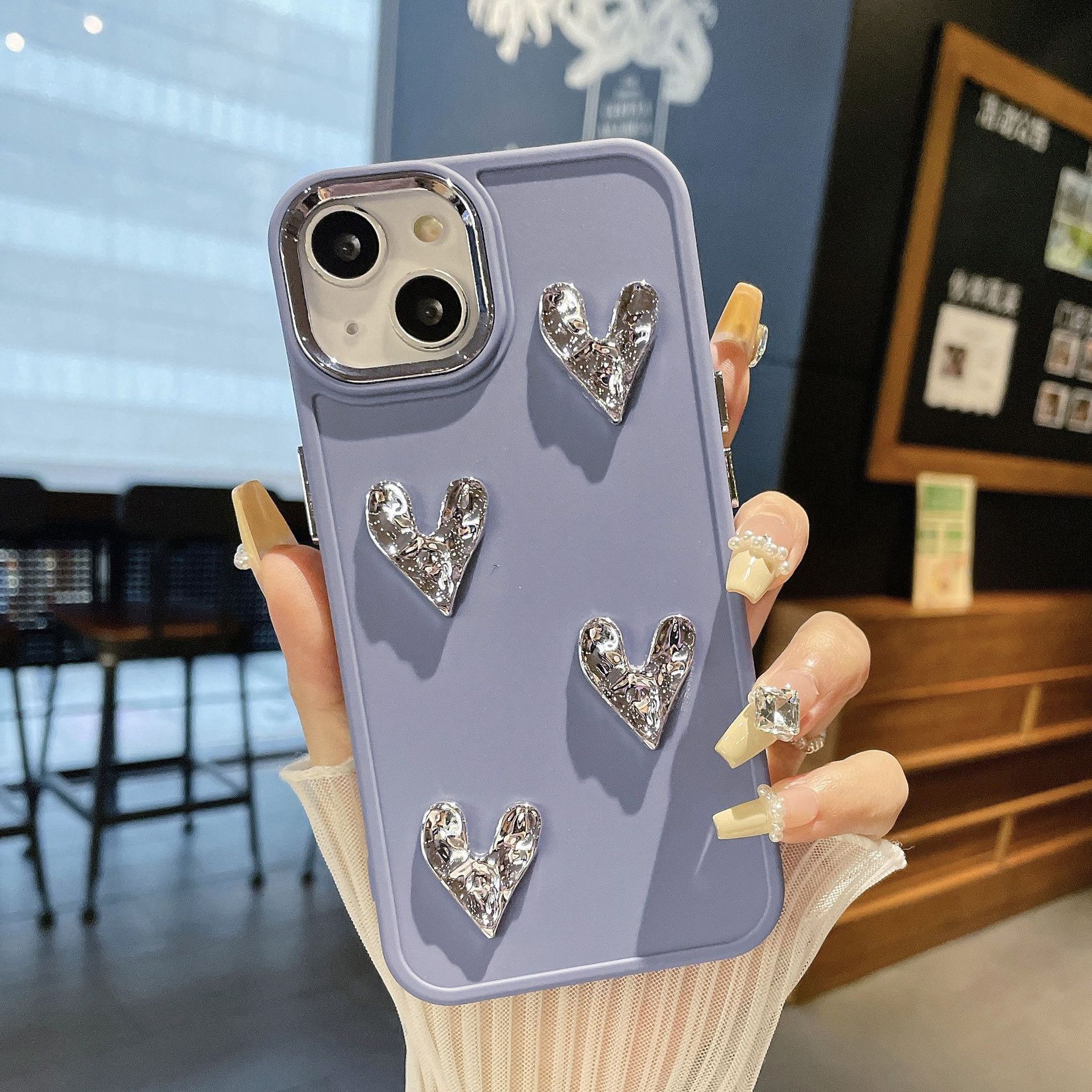 

Metal Photo Frame Suitable for Apple 16PRO Mobile Phone Case 7P Silver Love IPhone 15 Soft All Inclusive Tpu Protection Case Apple 12-12PRO