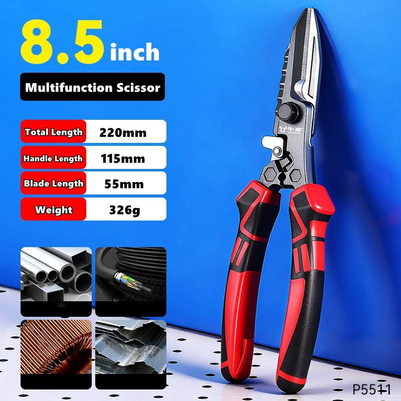 Multi-functional Electrician Scissors, Crimping Wire Cutting Tool With Wrench Aviation Snips For Metal Sheet And Cable Cutting