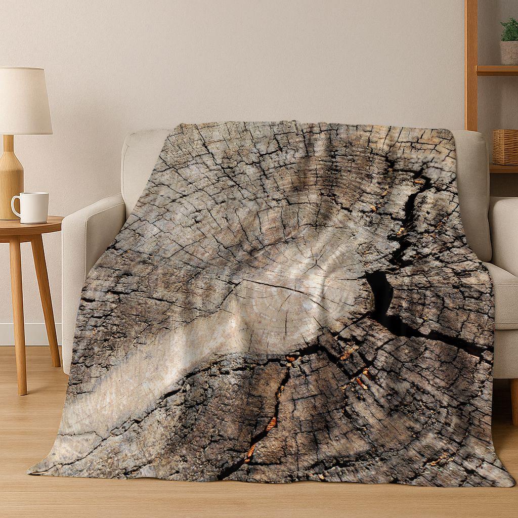 Regenboog Retro Houten Bord Zwart Bruin Houtnerf Flanellen Deken, Gezellige Zachte Plaid voor Huis Slaapkamer Bed Bankhoes Cadeau