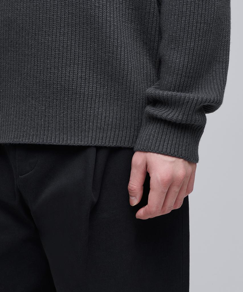 MUSINSA STANDARD Relaxed Ribbed Half Zip Knit [Gray]