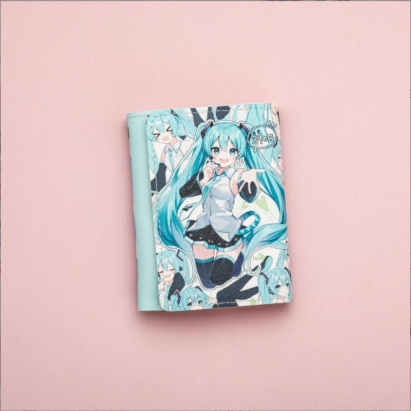 New small fresh short cute cartoon animation student children folding wallet three fold wallet small change bag