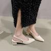 Back trip strap single shoes square head spring and autumn suede simple and sweet shoes temperament bag head shallow mouth women's single sandals
