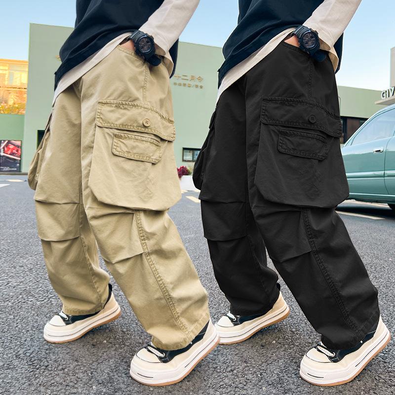 Boy's Straight Leg Pants Children Trousers Spring Wear Casual Pockets Pants