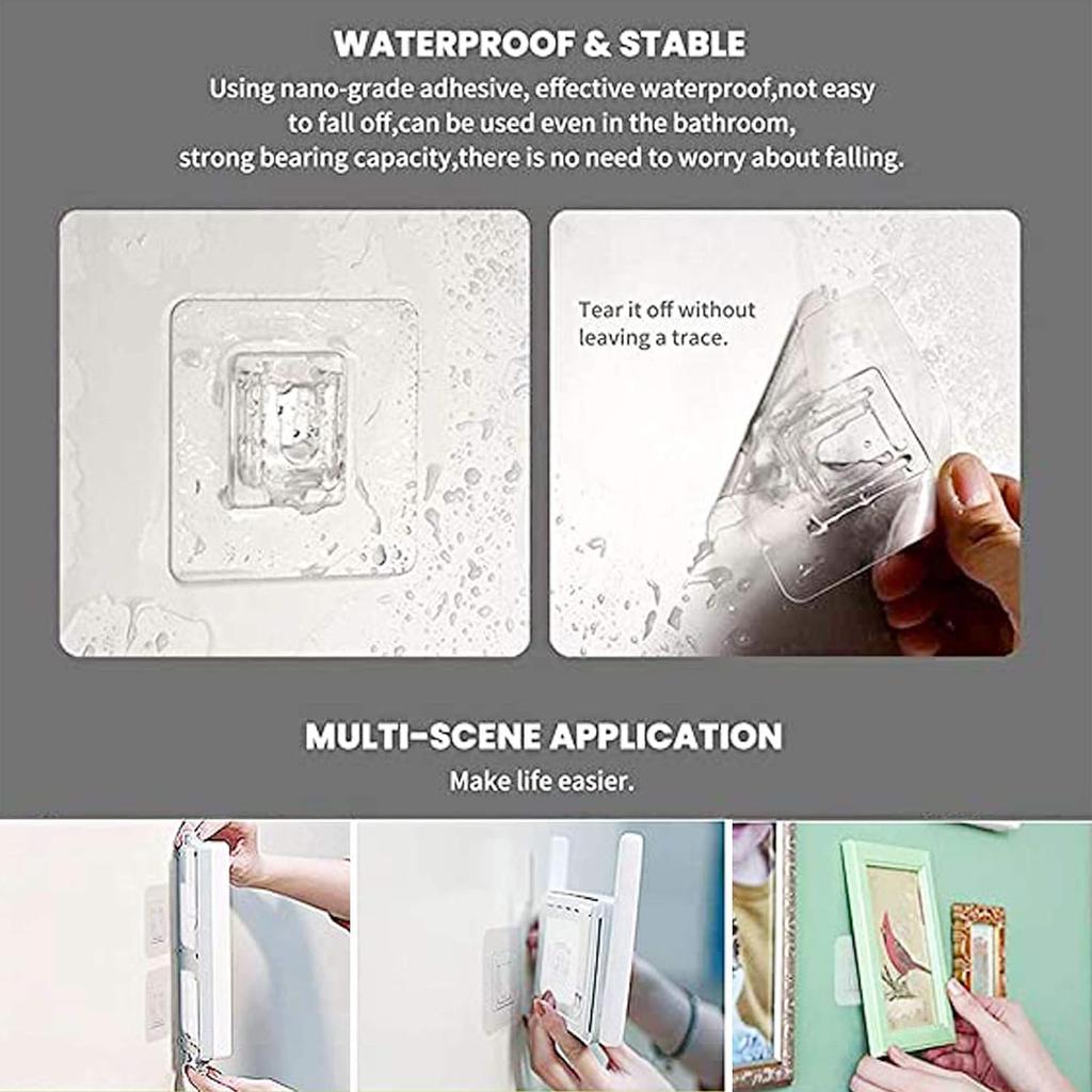 20 Paires Crochets Muraux Auto-Adhésifs Double Face Crochets Magiques Sans Perforation Crochets Adhésifs Transparents Sans Couture pour Salle de Bain Cuisine