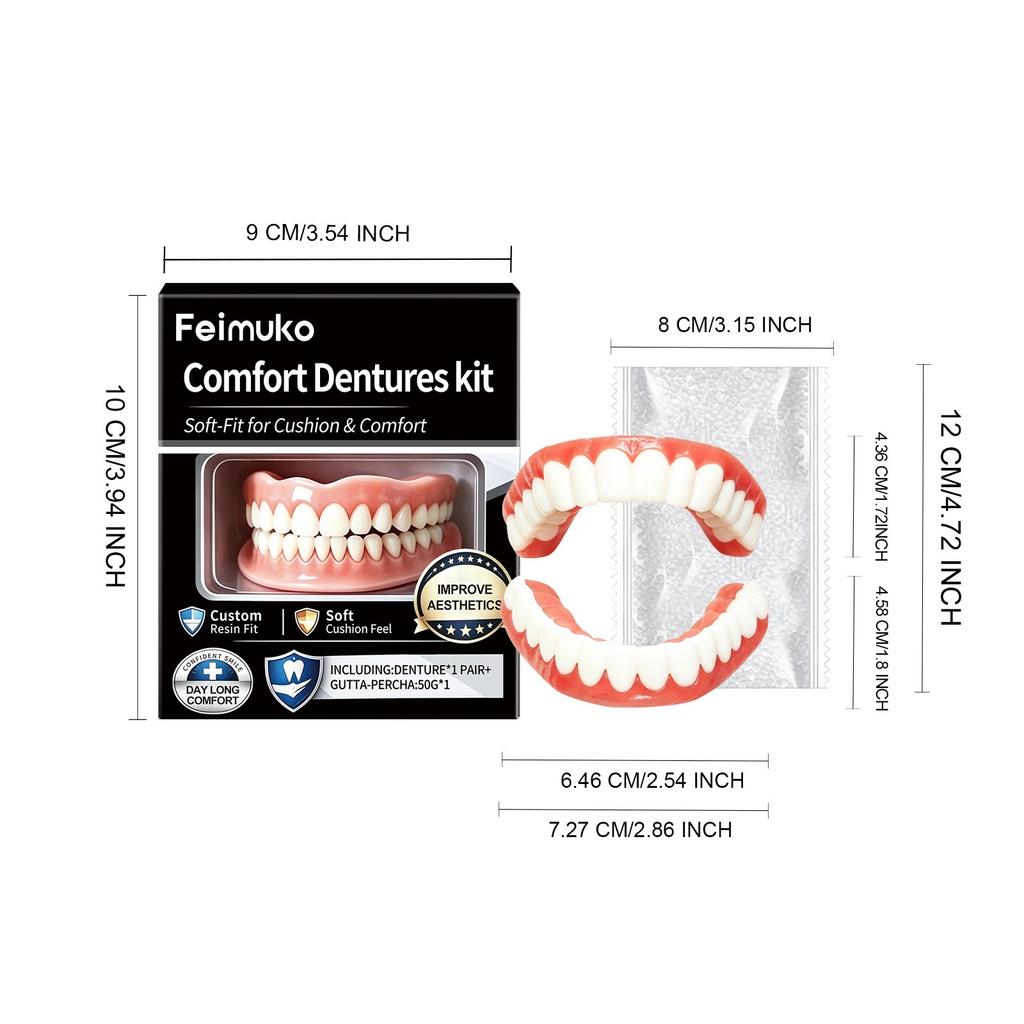 Full set of dental braces, upper and lower jaw silicone false teeth, comfortable and snug fit, suitable for both men and women