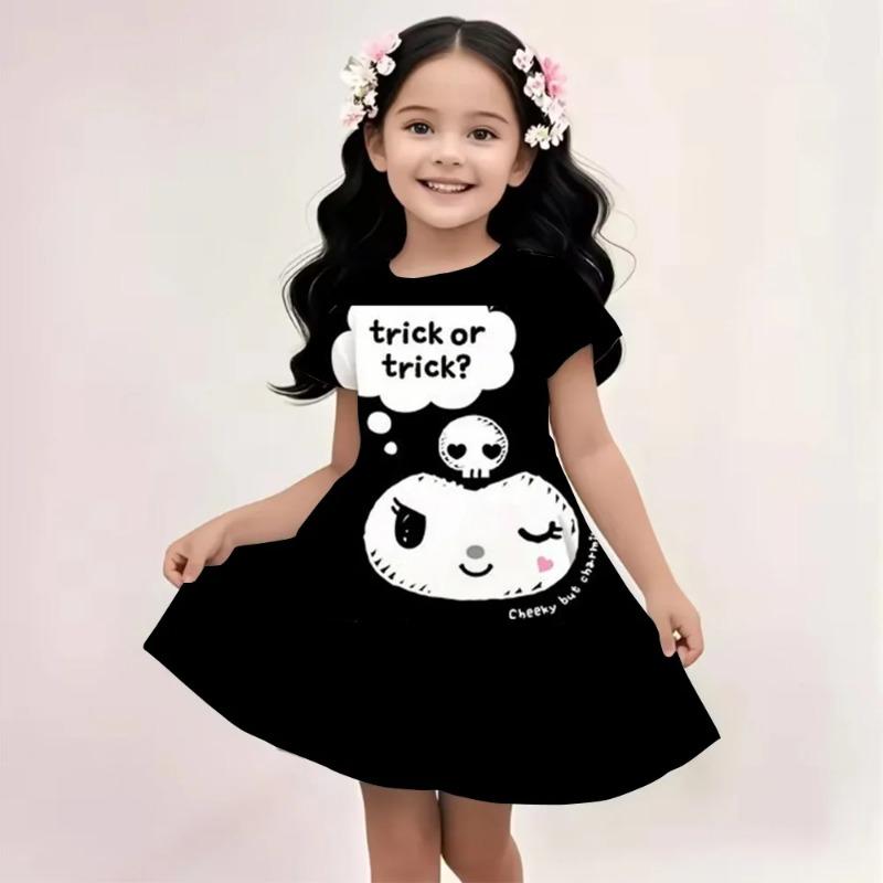 Sanrio Hello Kitty And Friends 2026 Summer For 3-14 Years Children Girl Breathable Imitation Cotton Short Sleeves Dress