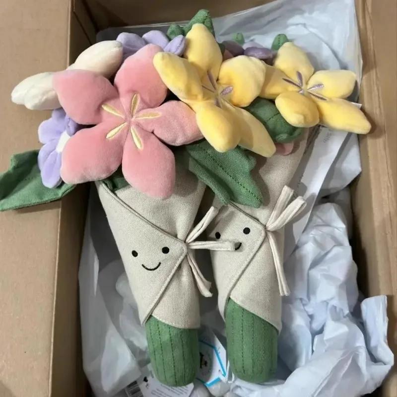 Holding Flowers Valentine's Day New Eternal Flower Life Wedding Simulation Bouquet Plush Toys Birthday Gift for Girls.