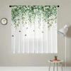 2PCS floral and butterfly flat printed transparent curtains, perfect for bedrooms, living rooms, dining rooms, and bathrooms