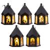 Flickering Candle Lights Halloween Pumpkin Lantern, Gothic House Shape LED Light Safe Night Lamps for Children Party, Spooky Table Centerpieces, Home
