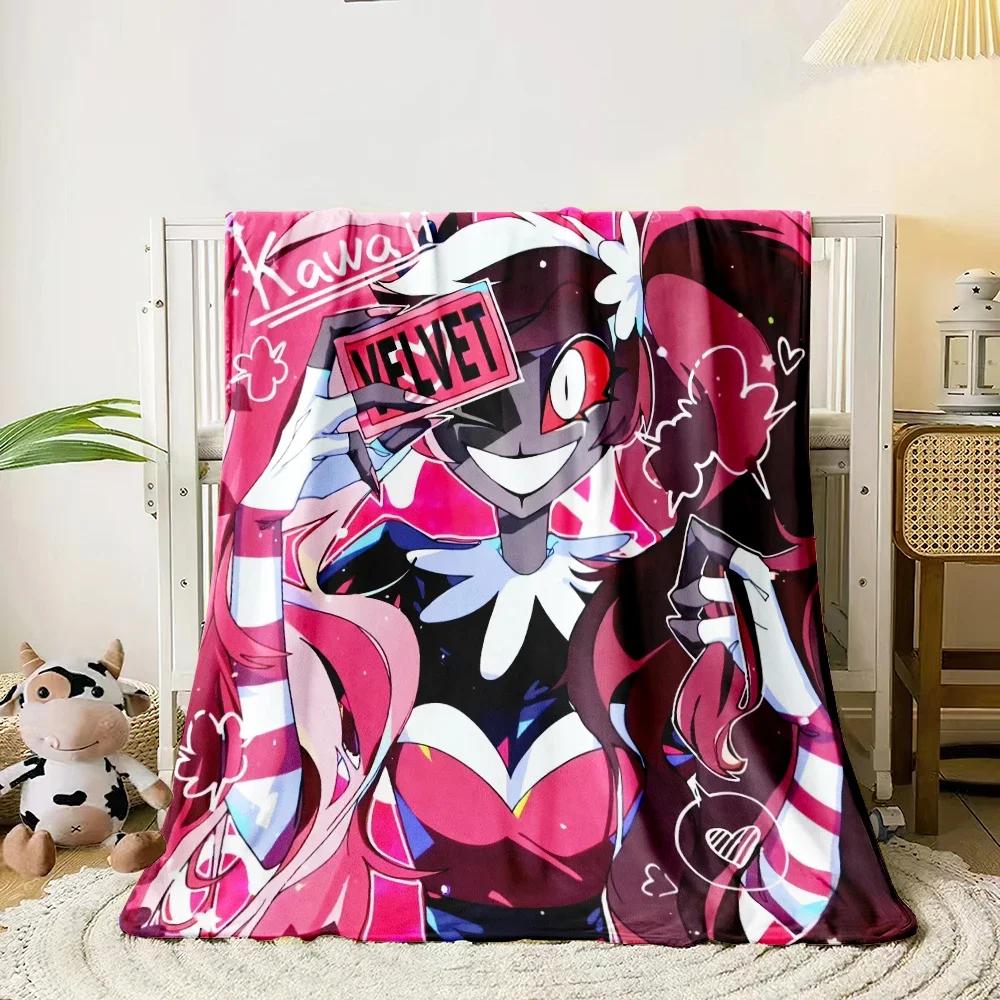Hazbin Hotel Cartoon Printed  Blanket,Lightweight Flannel Throw for Sofa, Bed, Travel, Camping, Livingroom, Office, Couch,Chair