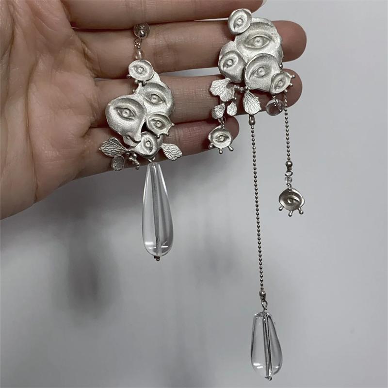 

New Crystal Earrings Texture Alloy Abstract Face Earrings Punk Retro Style for Men Women Fashion Jewelry Party Gifts Fashionable