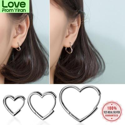 Trustdaivs Heart Hoop Earrings 925 Sterling Silver Heart Hoop Geometric Ear Cuff Clip On Earring For Women Girl Piercing Ds2434