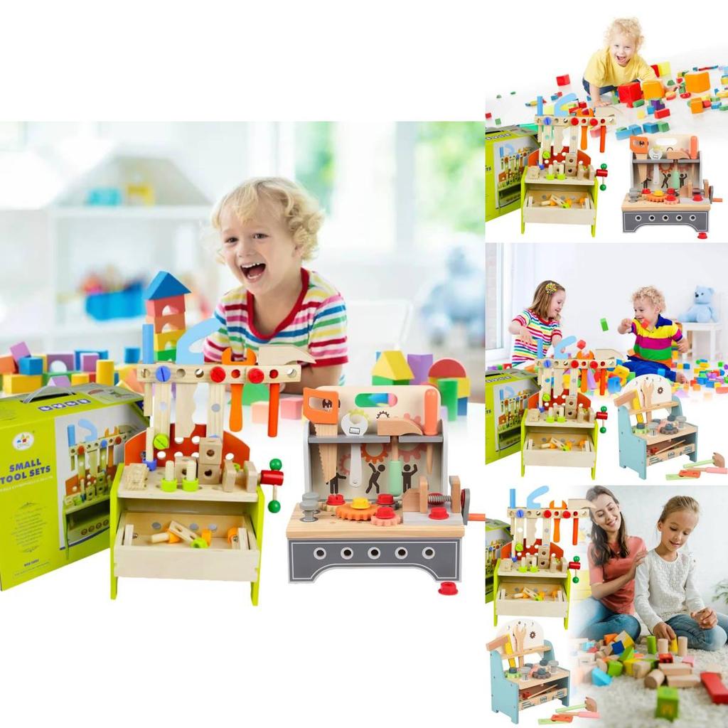 Colorful Wooden Tool Workbench Interactive Educational Toy For Children Age 4-6