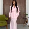 Spring and Autumn New European, American Amazon Cross-border V-neck Long Sleeve Suit Top Fishtail Skirt Set