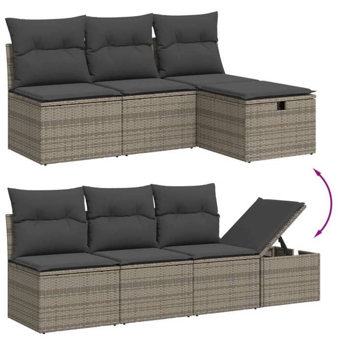 VidaXL Salon de Jardin avec Coussins 9 pcs, Canapés de Terrasse, Ensemble de Meubles de Patio, Mobilier d'Extérieur, Gris 3275965