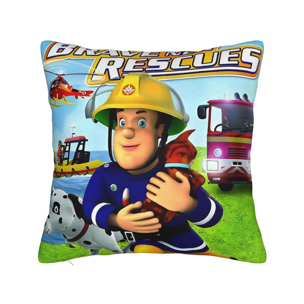 Fireman Sam Square Pillow Case Firefighters Cartoon Cushion Covers Awesome Zippered Decorative Pillowcase for Sofa 40*40cm
