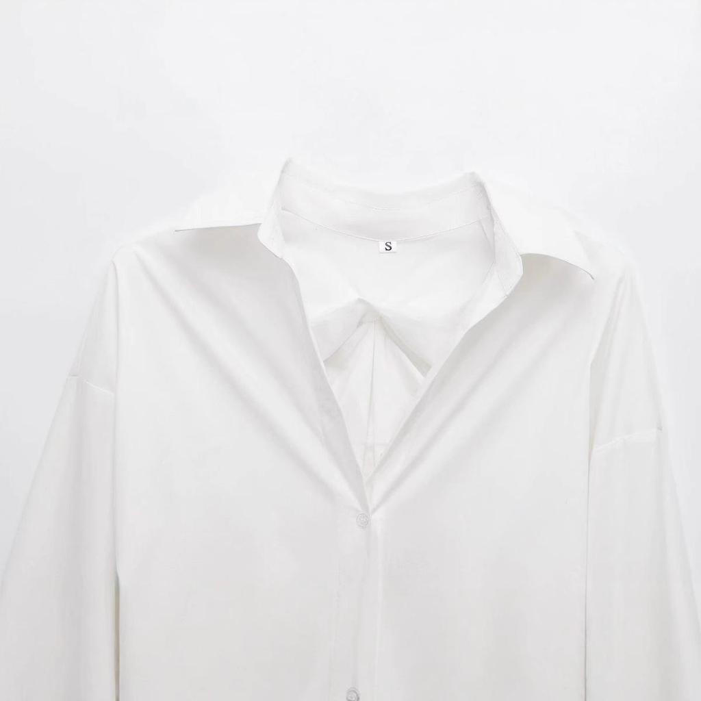 2024 Winter New Women's Fashion: European & American Style Pleated Back Loose Shirt