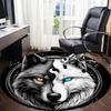 1pc Wolf YinYang Office Round Area Rug, Under Office Chairs Bedroom Living Room Home Decor, Room Deco, Available in Various Sizes
