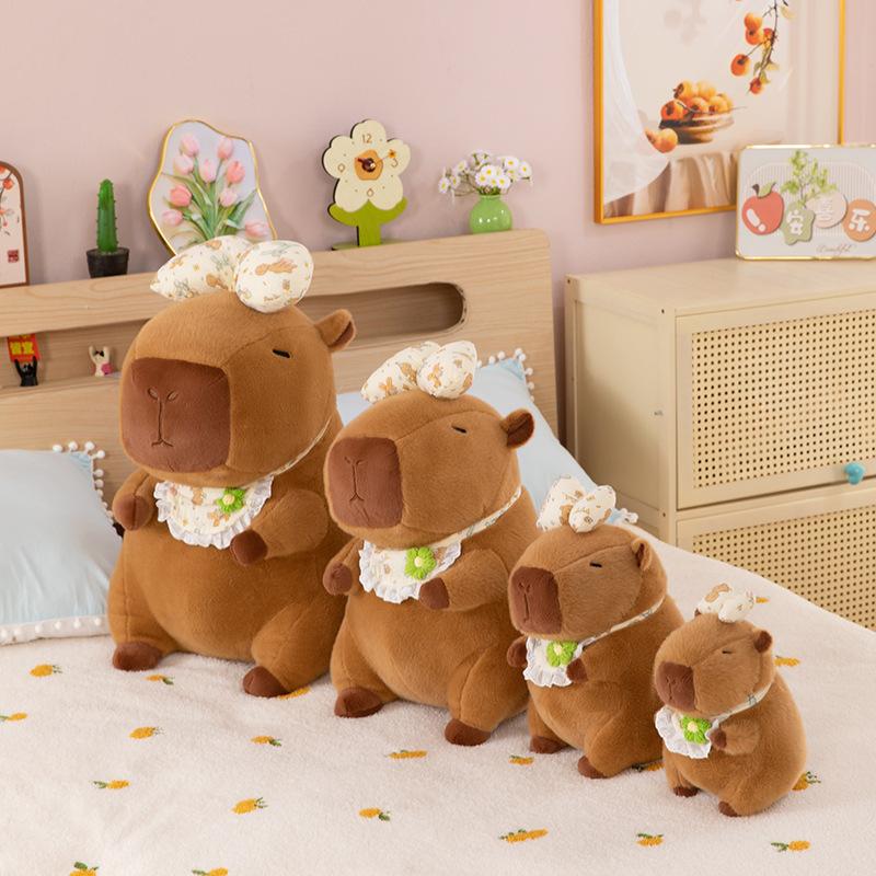 New Kapibara, Bow Apron, Capybara Doll, Throw Pillow, Plush Toy Doll, Girls' Children's Gift.