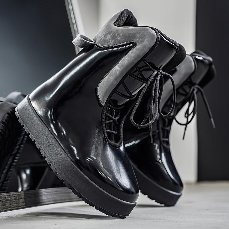 Neue Winter Chic Herren High-Top Stiefel Weiche Kältefeste Warme Schneestiefel Outdoor Straße Schlicht Rutschfest Lässig Weihnachtsgeschenk