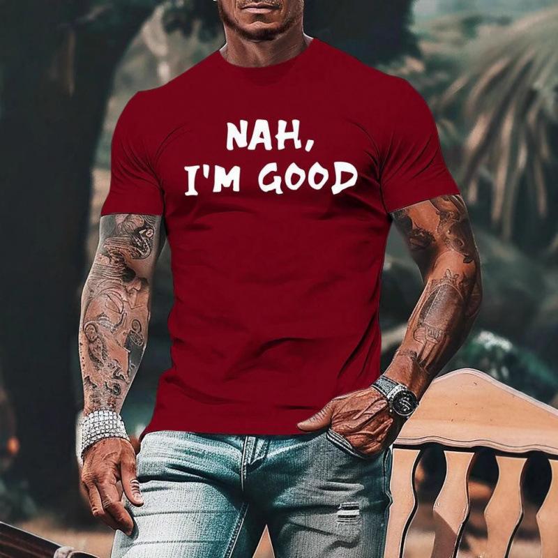 

Мужская модная футболка с круглым вырезом, коротким рукавом и принтом букв, из хлопка S красный