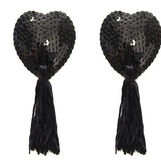 Tassel Heart Sequin Nipple Covers – Sexy Lingerie Accessories with Blood Drop Design