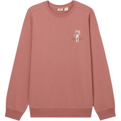 Levis Loose Casual Comfortable Letter Ribbed Crew Neck Long Sleeve Sweatshirt Men Sweatshirt Red-Brown 002Y3-0001