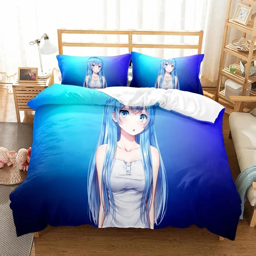 

Miku Sakura Comics Girl Duvet Cover Set Eu Single Double King Us Twin Full Queen King Green Lantern Bed Linen Set Customizable EU Single(135*200cm)3pcs