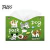 Multipurpose Tissue Bag Leather Box Cover with Cartoon Puppies Pattern, Foldable Desktop Organizer, Napkin Holder Organizer Case, Facial Paper