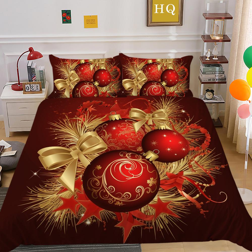 3D Christmas Quilt Set Christmas Gift Bedding 2/3 Pieces AU180 * 210 Christmas Atmosphere Decoration Soft and Easy To Clean Bedroom Decoration