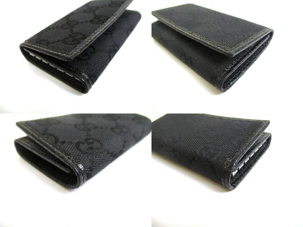 Authentic GUCCI GG Black Canvas and Leather 6 Pics Key Chain #a768 Refurbished