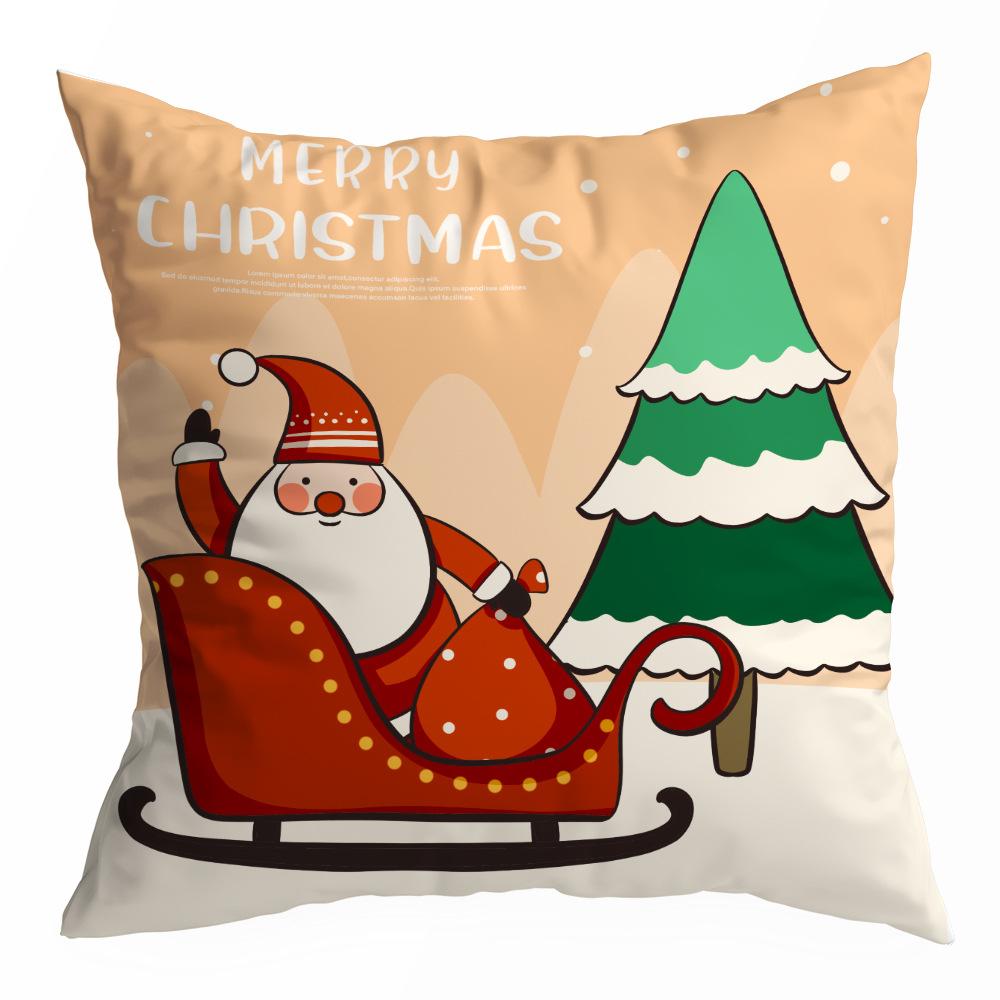 Christmas Pillowcase Cartoon Santa Claus Home Sofa Car Cushion Printed Pillowcase