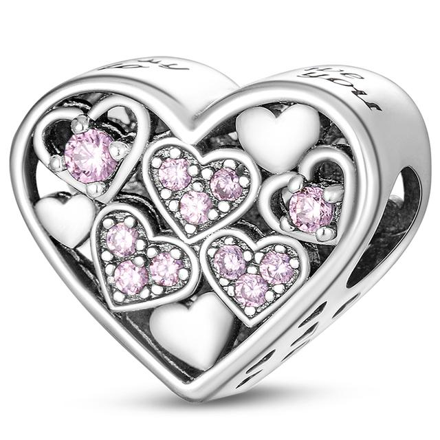 925 Silver Heart Silver Series Pendant Charm Beads Fit Original Bracelet Necklace For Women Diy Making Jewelry Gift