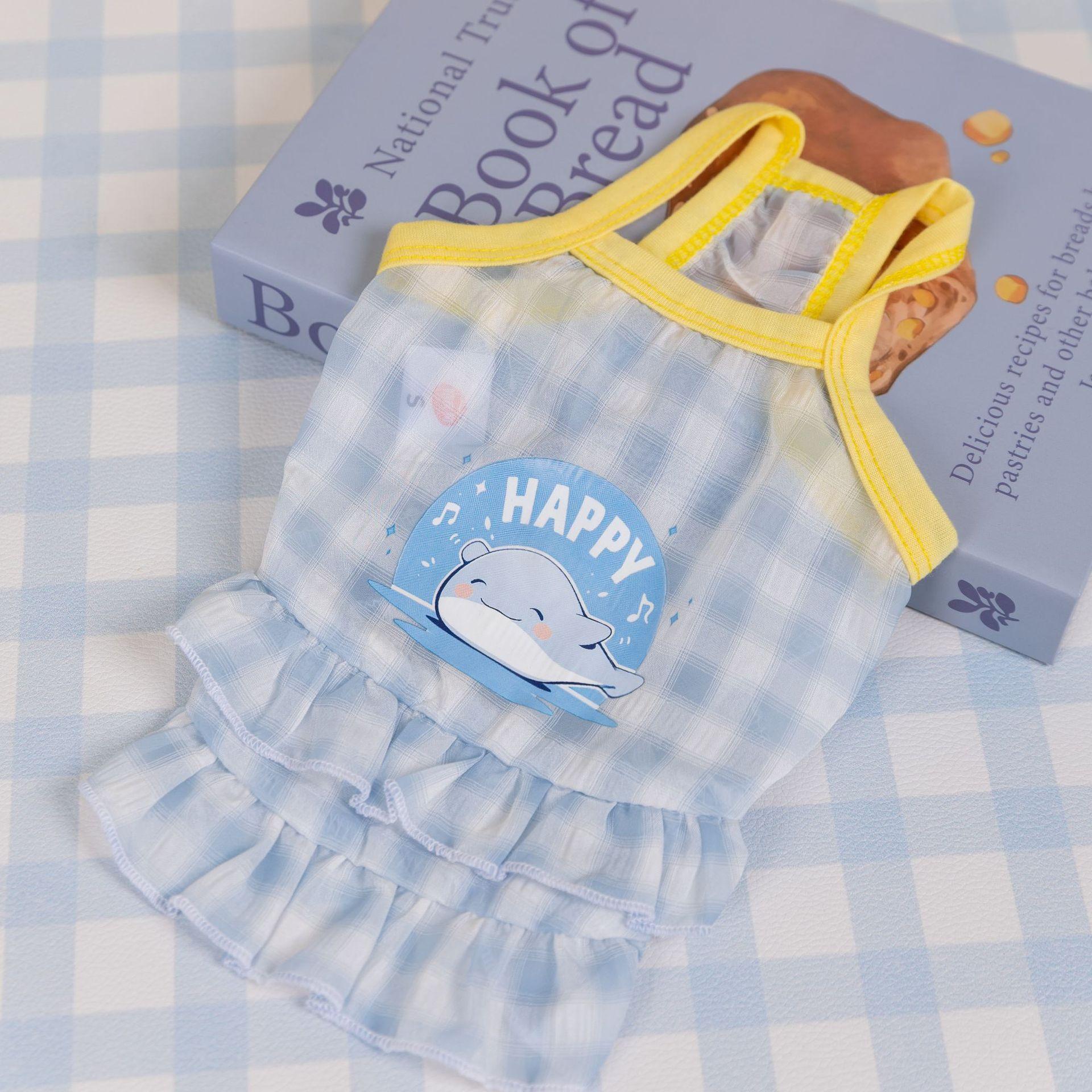 

New spring and summer thin breathable cute medium and small dog suspender skirt pet two-legged skirt dog clothes XL (recommended weight 11-7.5 kg)