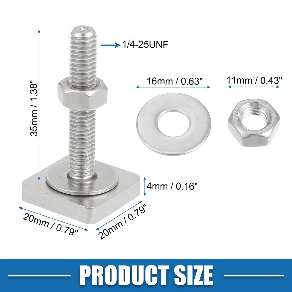 ABSOPRO Automotive Roof Rack with Nuts and Stainless for Roof Racks 12-Piece T-Bolts, M6, Washers, Steel, T-Bolt
