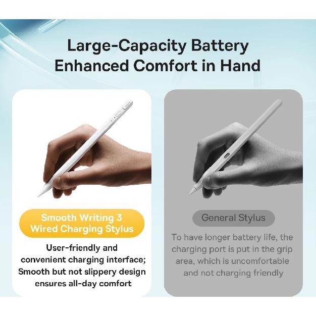 Baseus Penna Stilo di 3a Generazione Per iPad Pro Ricarica Cablata Stilo Attivo con Sensibilità all'Inclinazione Versione Per iPad 10 iPad Air 4 iPad Air 5