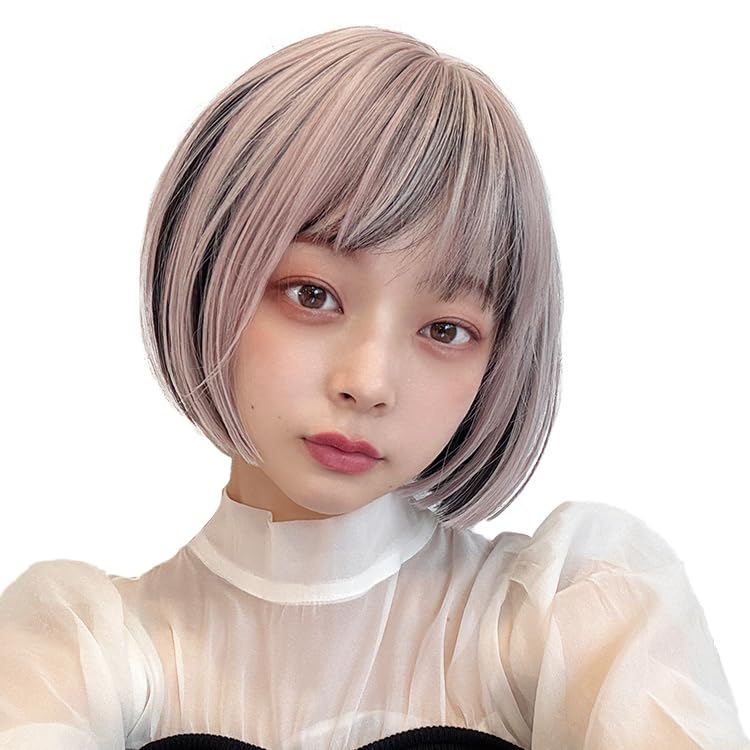 

AQUADOLL Короткий боб с воротником-зонтиком, Блондинка, Розовый, Универсальный размер, D4A2-X, Снежно-розовый черный, wg349D4A2-X