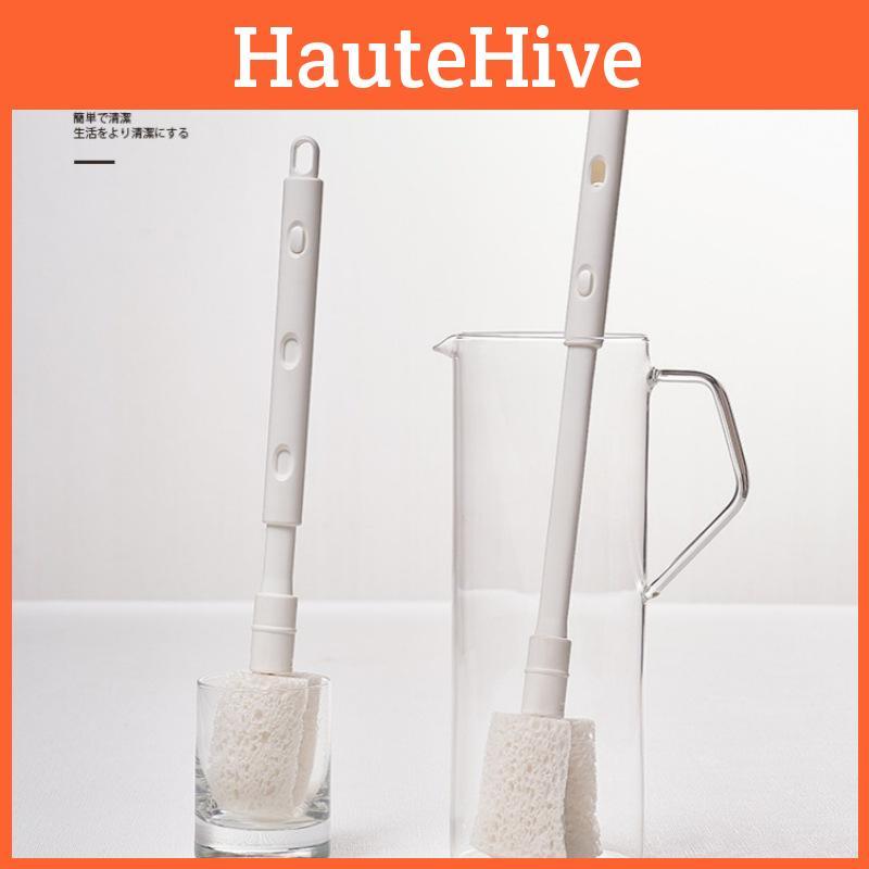 Wood Handle Long Pulp Sponge Brush For Cleaning Cups And Baby Bottles At Home