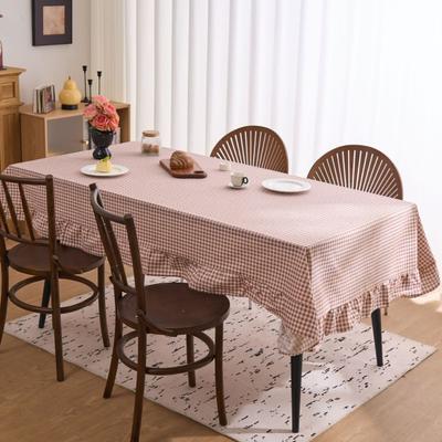 Față de masă retro cu carouri și volane Bumbac In Husa de masă stil fermă Față de masă rustică lavabilă la mașină pentru Sufragerie Petrecere în grădină Decor pentru Baby Shower