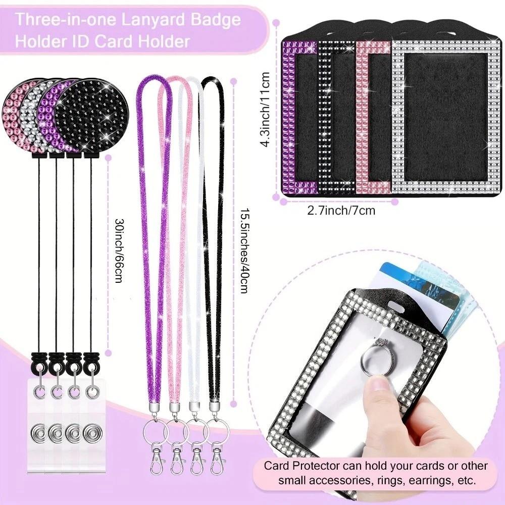 Retractable Lanyard Shiny Finish Badge Reel Bling ID Holder Keychain Hospital Setting