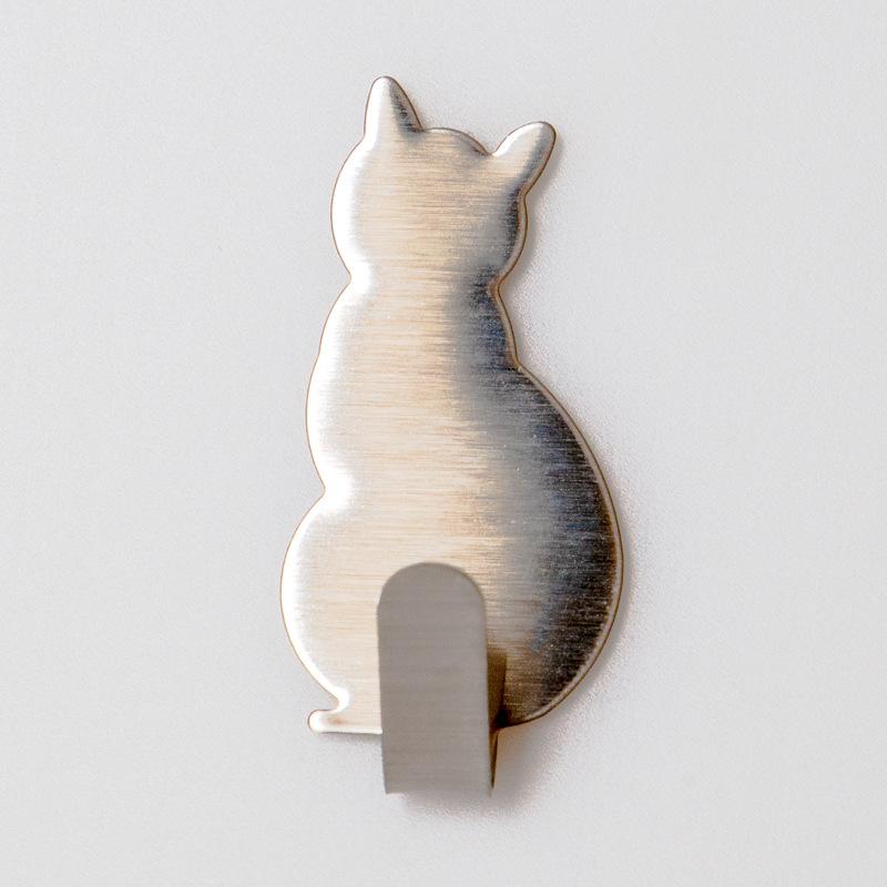 2Pcs/set Wall Mount Stainless Steel Cat Shape Strong Load-Bearing Anti-Rust Hanger, Hanging Storage Key Holder