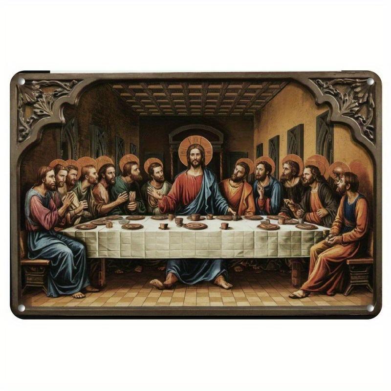 

2d Плоский 30*20см, Дерев яний настінний декор на релігійну тематику Сцена Таємної вечері, Ідеально для християнського декору, для дому, кухні, саду, спальні, бару. 30*20cm