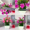 Plastic Potted Faux Flowers Collection With Lilies Roses And Cones For Home Decoration